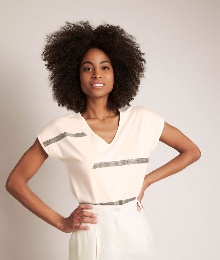 Tee-shirt imprim&eacute; rimelle havane.