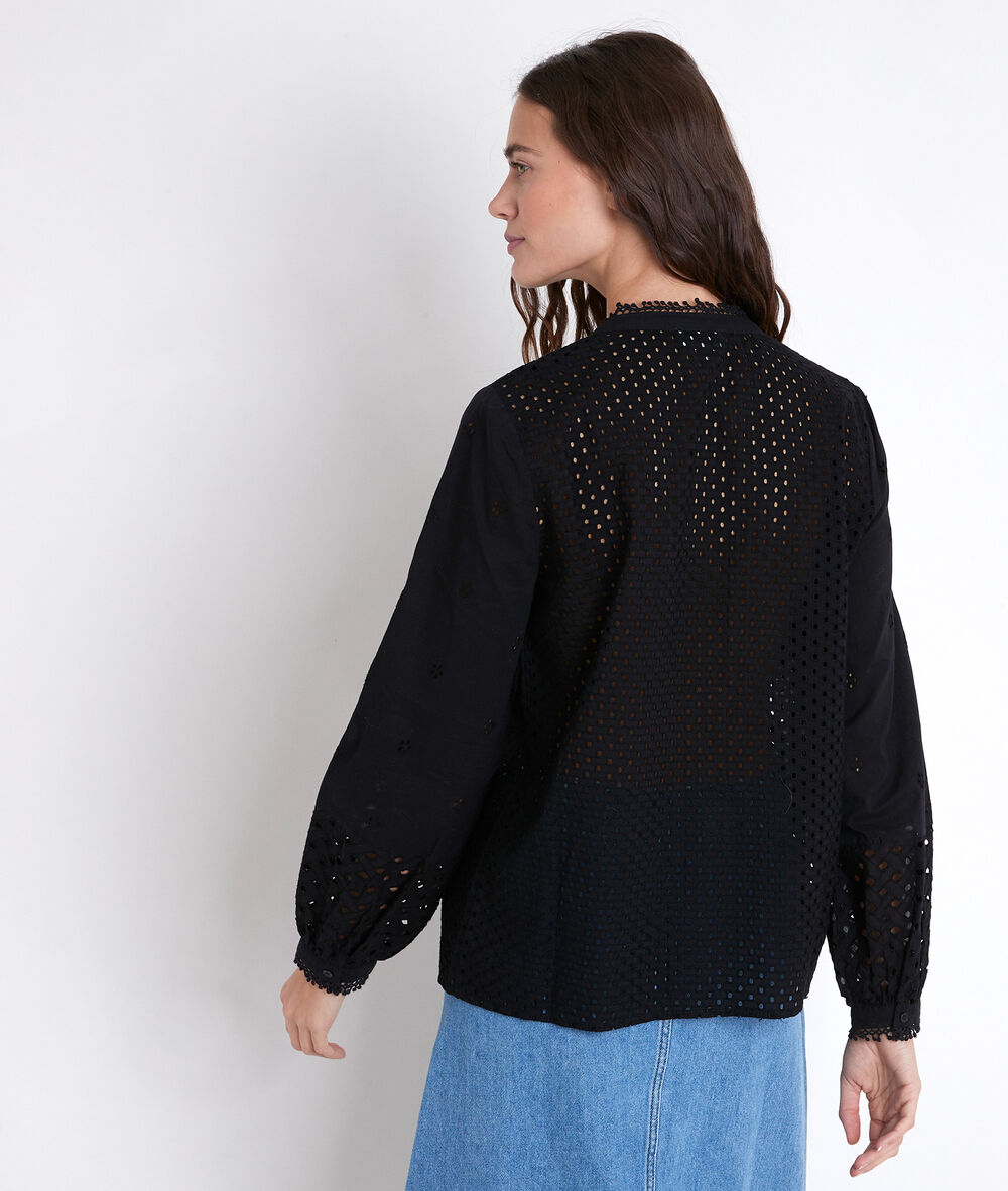 Blouse noire brodée tessali noir.