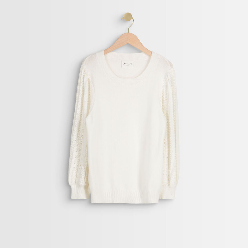Pull écru à maille fantaisie aube ecru.