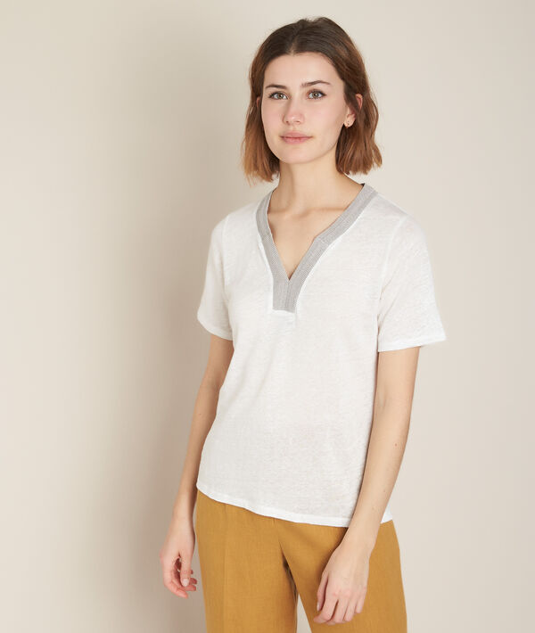 Tee-shirt en lin blanc Rwana | 1-2-3 Tee-shirt en lin blanc Rwana PhotoZ | 1-2-3