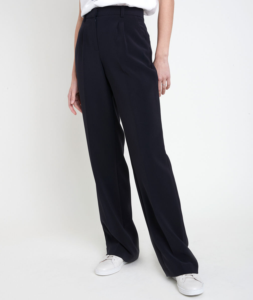 Pantalon marine en microfibre large Marcel | 1-2-3 Pantalon marine en microfibre large Marcel PhotoZ | 1-2-3