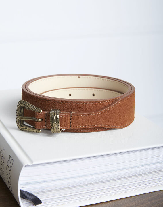 Ceinture en cuir acajou à boucle western Adenac | 1-2-3 Ceinture en cuir acajou à boucle western Adenac PhotoZ | 1-2-3
