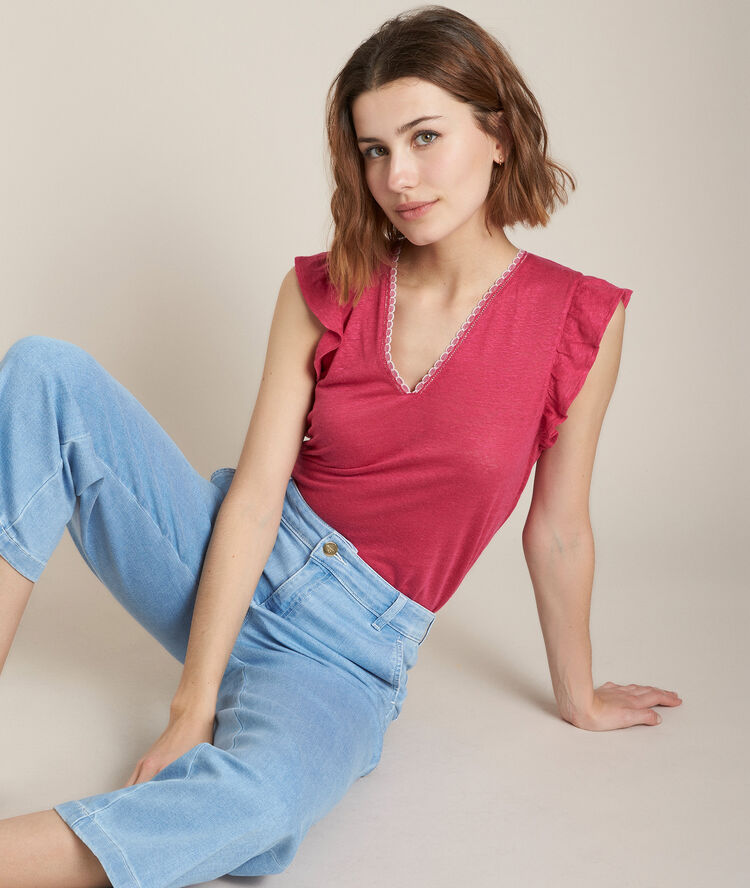 Top en lin rodeo pourpre.