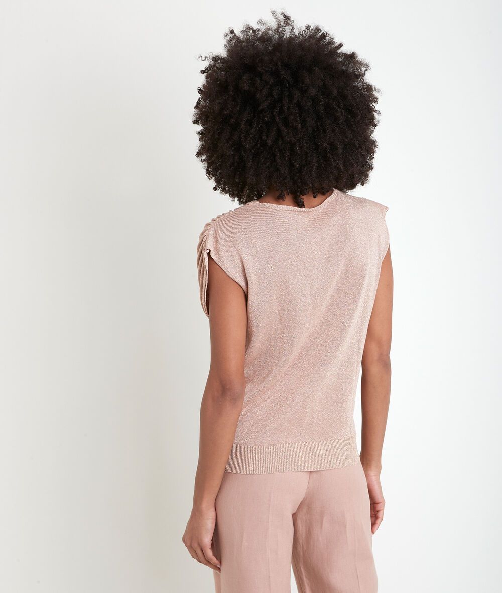 Top en maille plissé lurex angele blush.