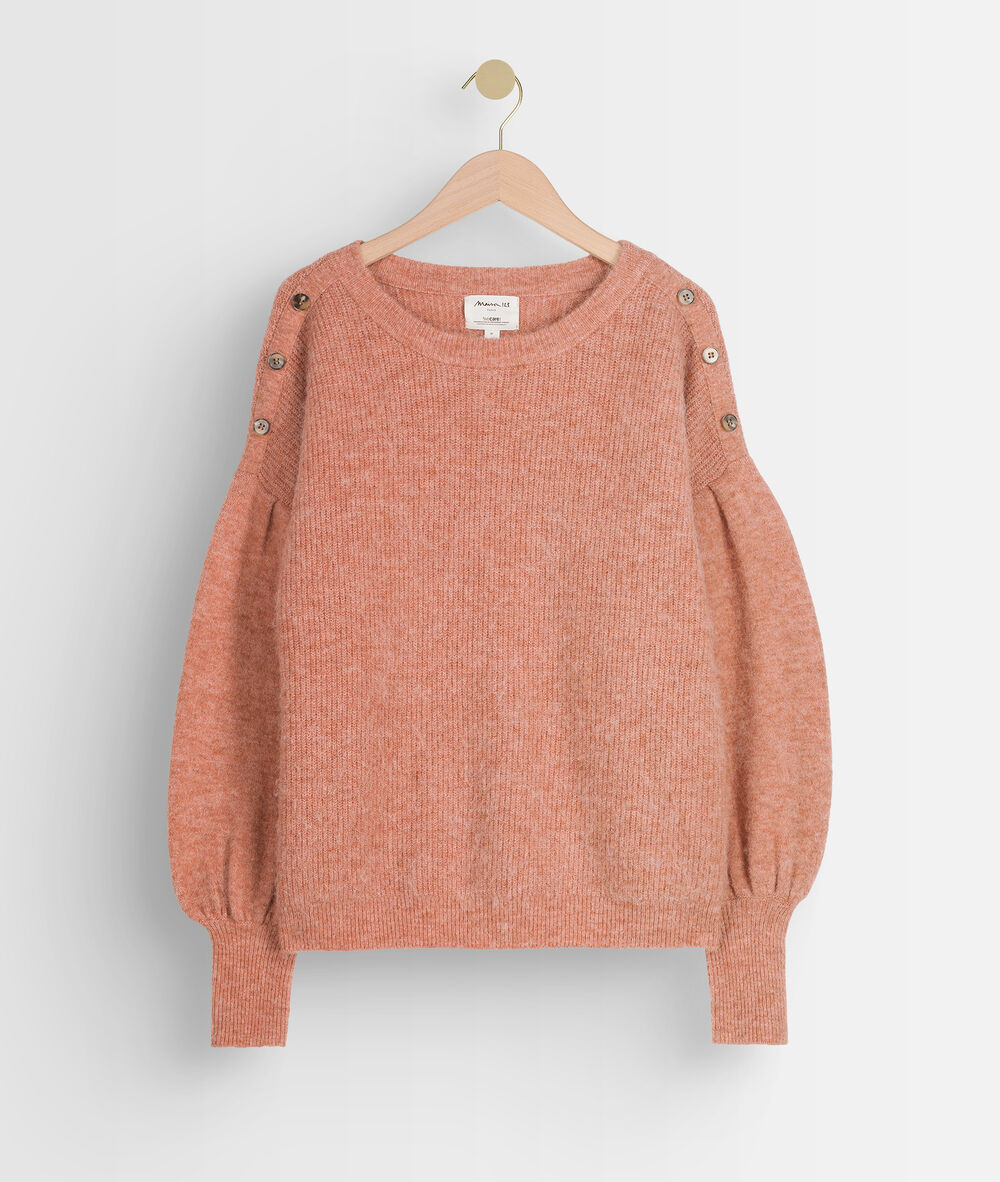 Pull à manches bouffantes vieux rose terry make up.