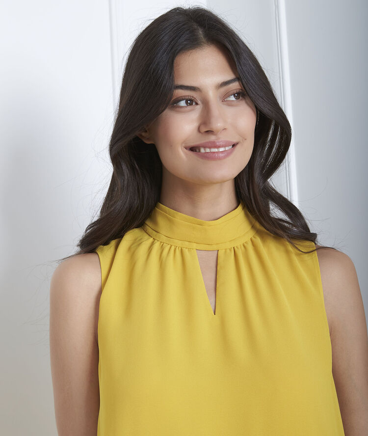 Robe jaune col montant heloise anis.