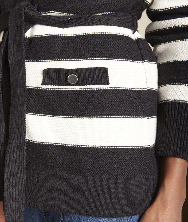 Gilet cardigan rayures fakir noir.