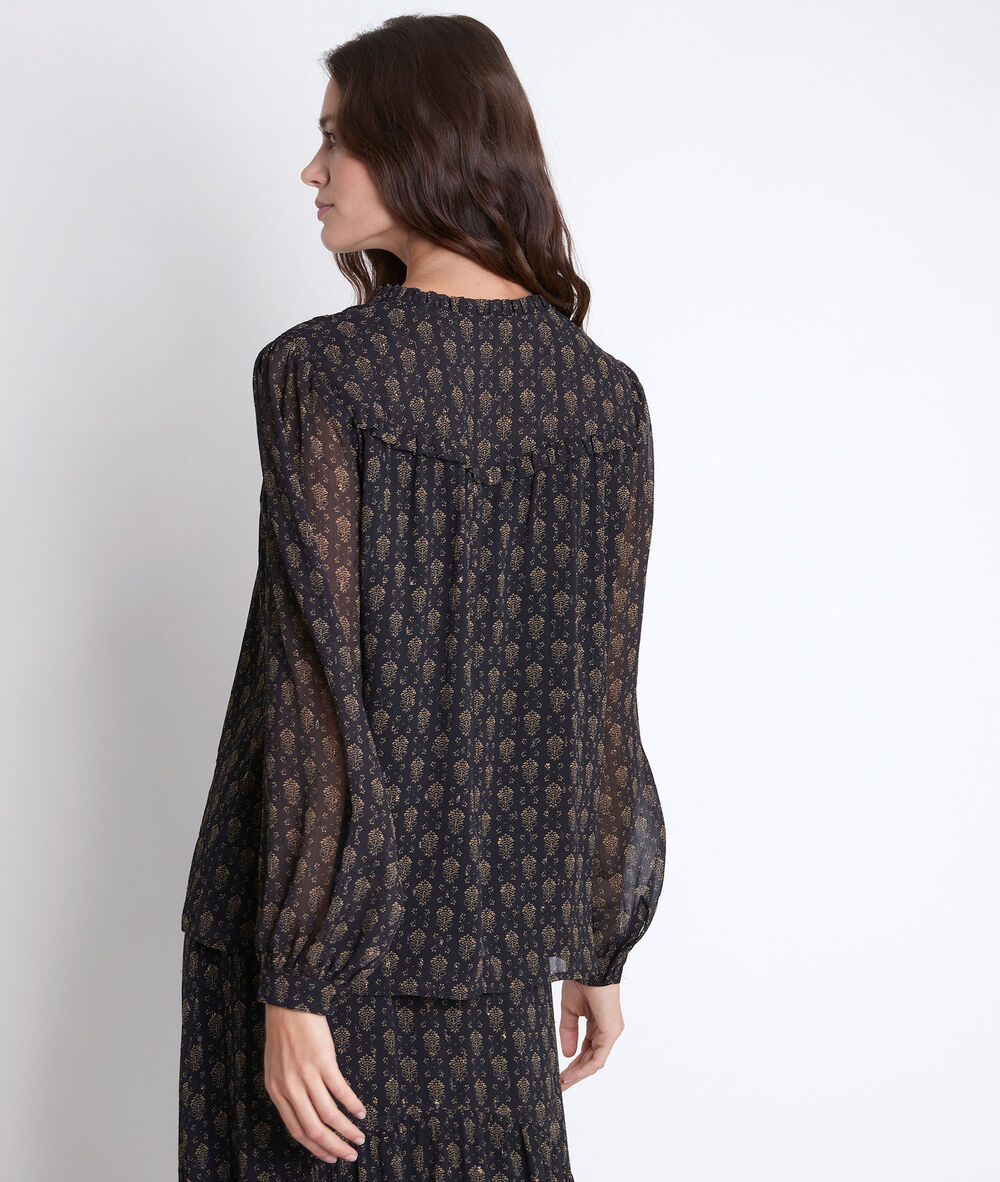 Blouse dorée imprimée jen noir.