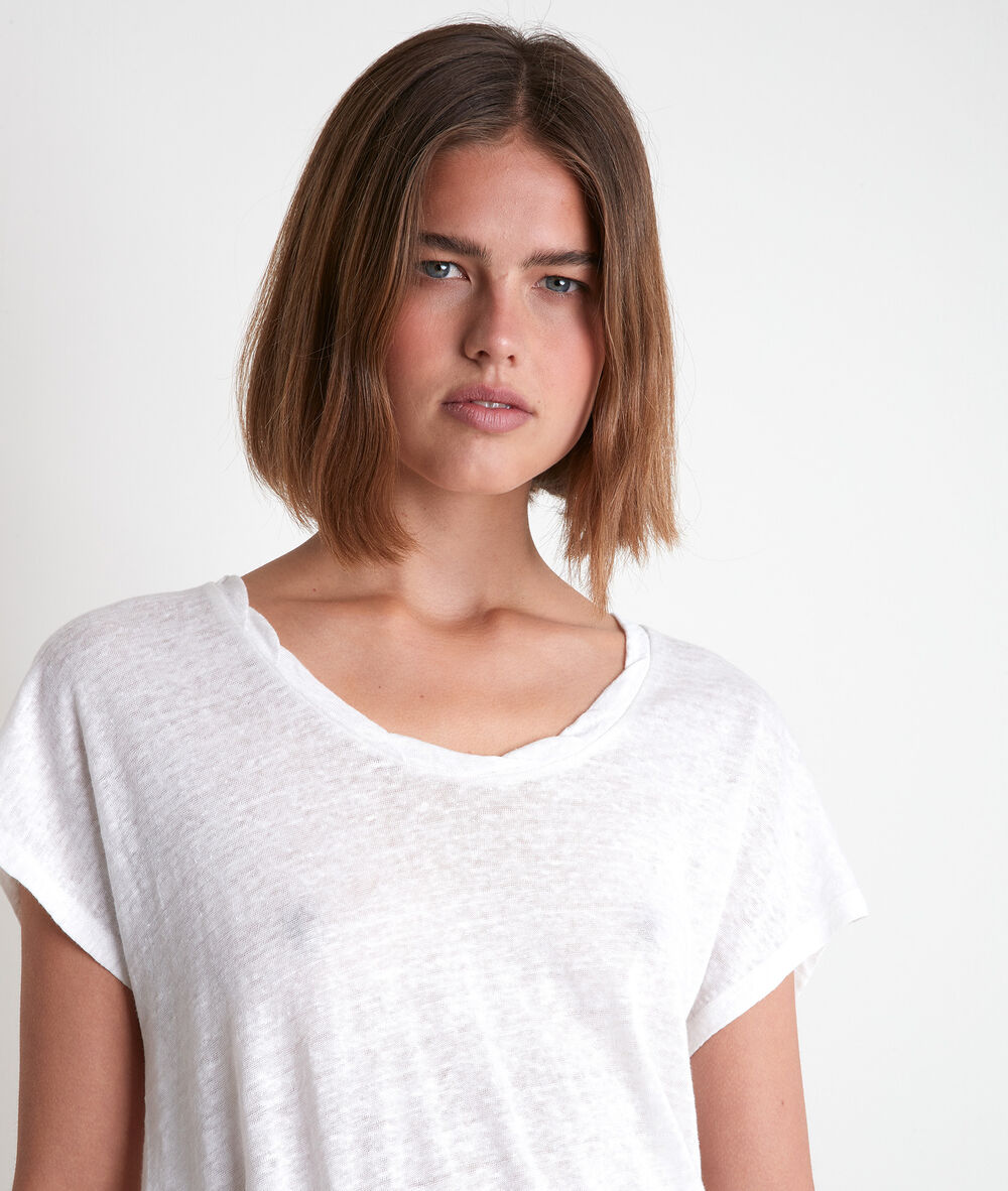 Tee-shirt en lin blanc icool blanc.