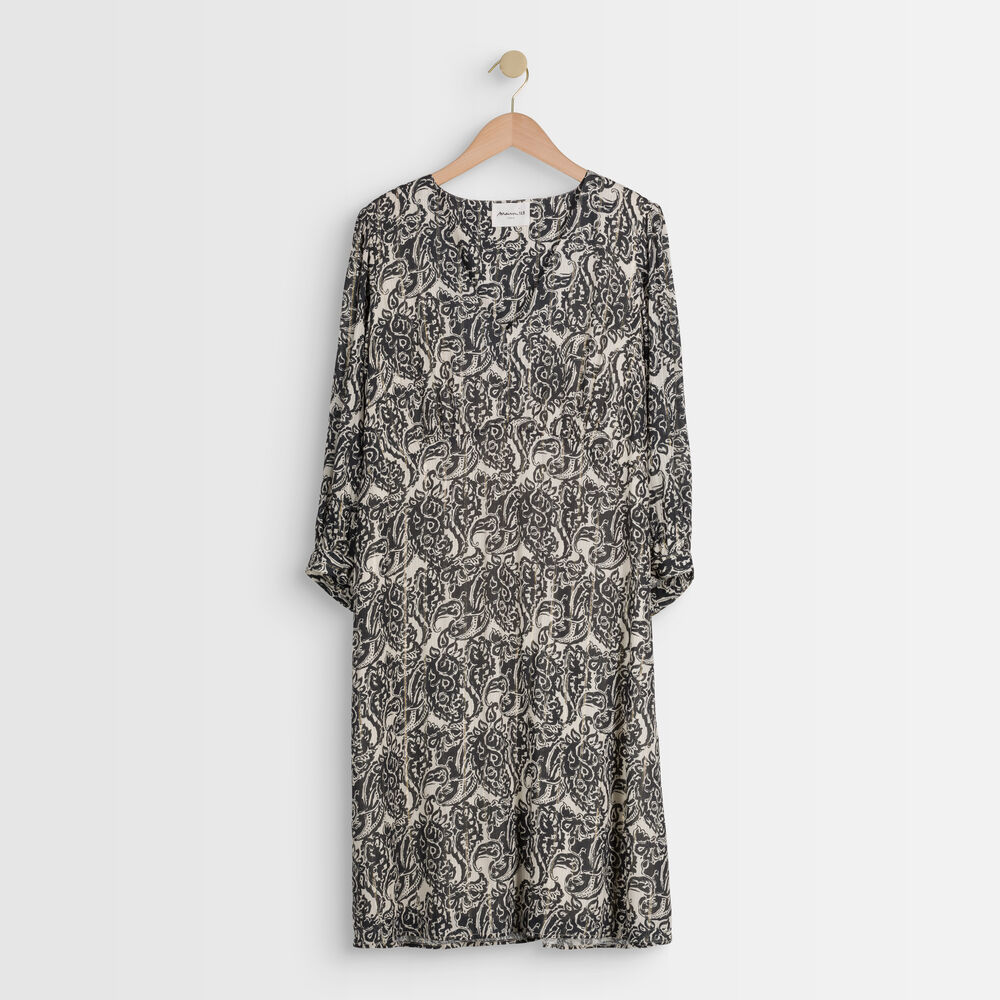 Bedrucktes kleid aus kaschmir claudiane ecru.