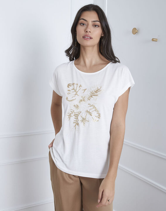 Tee-shirt écru brodé Pamplemousse | 1-2-3 Tee-shirt écru brodé Pamplemousse PhotoZ | 1-2-3