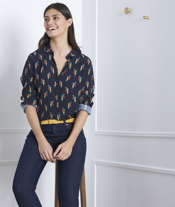 Schwarzes Hemd mit Druckmuster Ravel | 1-2-3 Schwarzes Hemd mit Druckmuster Ravel PhotoZ | 1-2-3