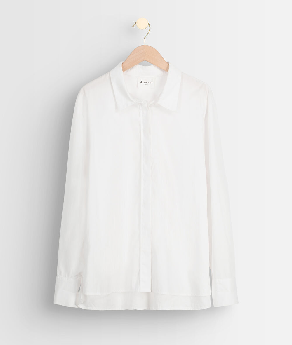 Chemise intemporelle en coton blanc esmeralda blanc.