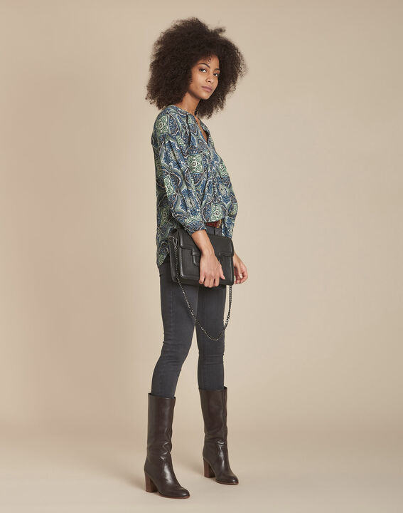 Blouse marine imprimé cachemire Marlene | 1-2-3 Blouse marine imprimé cachemire Marlene PhotoZ | 1-2-3