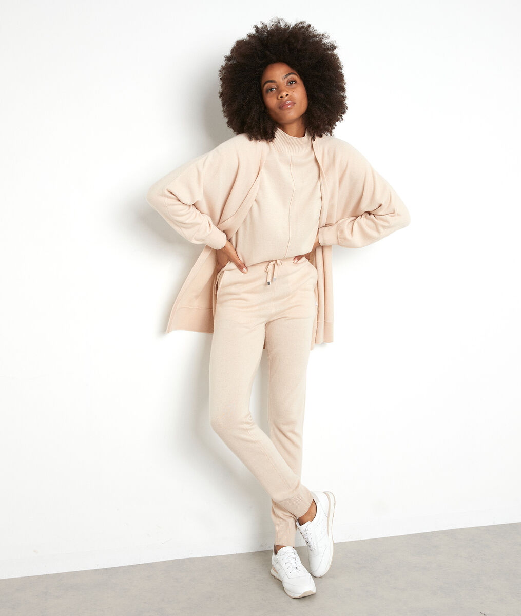 Cardigan long en maille fine beige Terence | 1-2-3 Cardigan long en maille fine beige Terence PhotoZ | 1-2-3