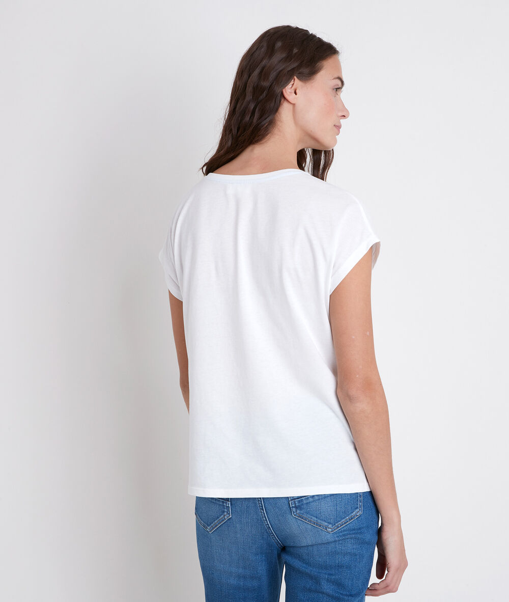 Tee-shirt en coton biologique sérigraphié innocent ecru.
