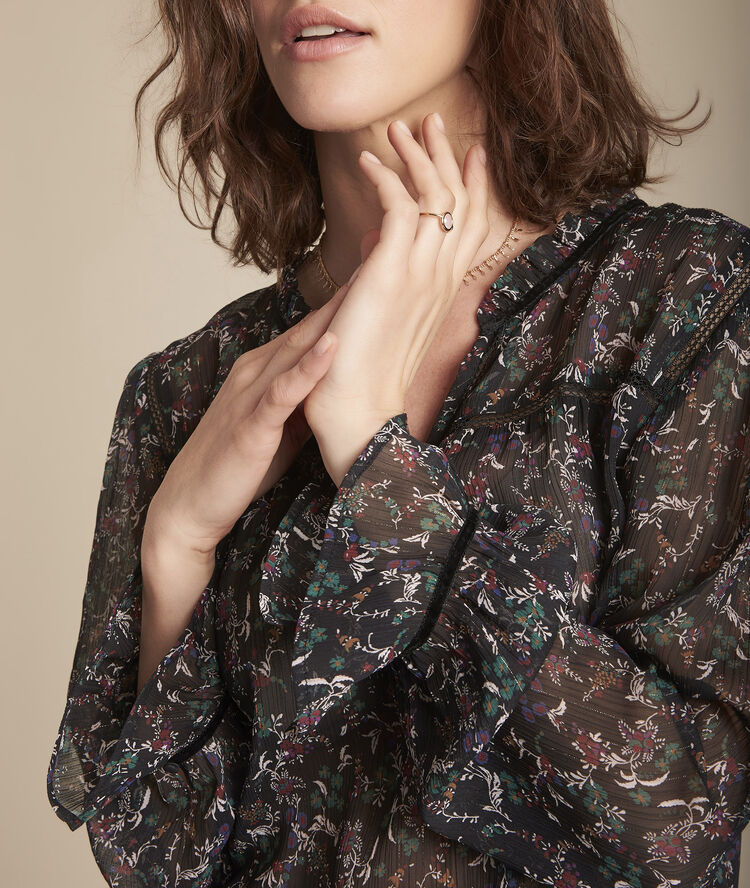 Blouse imprimé fleuri marcelline noir.