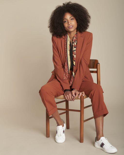 Mahoniebruine sigaretbroek van microvezel Elvire (2) - Maison 123