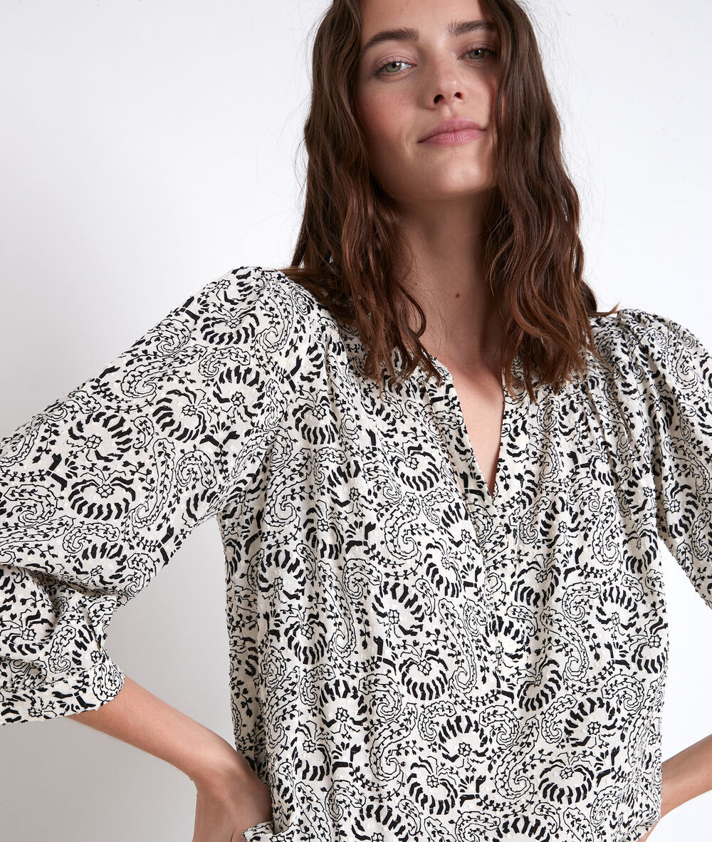 Blouse écrue imprimé fleuri elsa ecru.