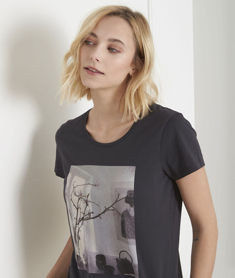 Grijs shirt met print pueblo charbon.