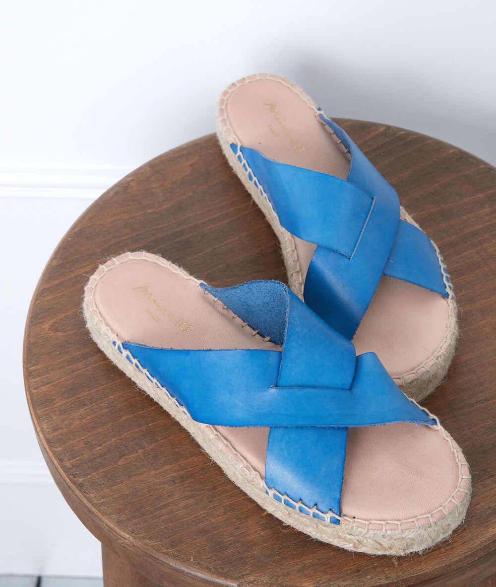 Mules en cuir gabriella bleu.