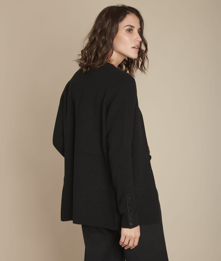 Gilet long en maille ottoman fonfon noir.