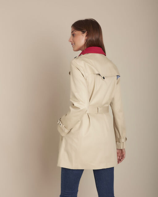 Trench havane court col contrasté quoralie camel.