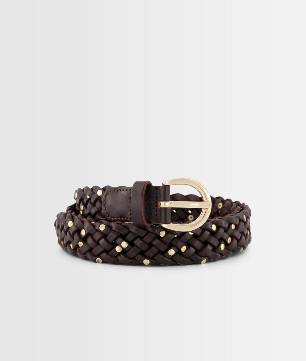 Ceinture en cuir tressé marron jade marron fonce.