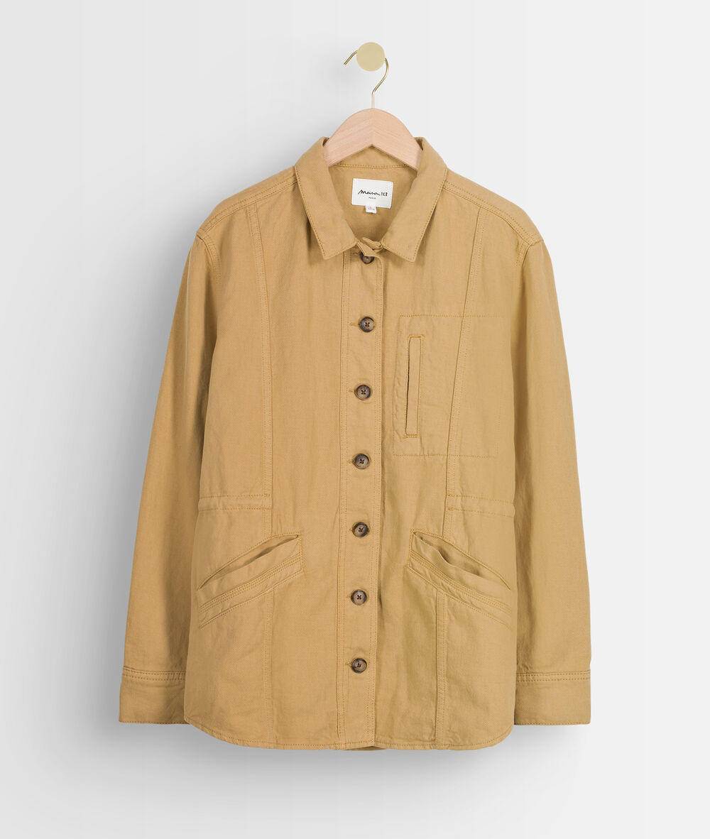 Veste de travail en lin et coton camel paolita miel.