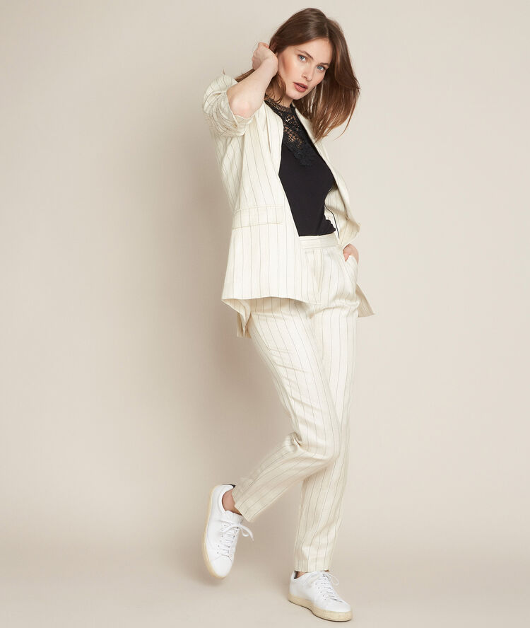 Pantalon ray&eacute; en lin ilias fjord.