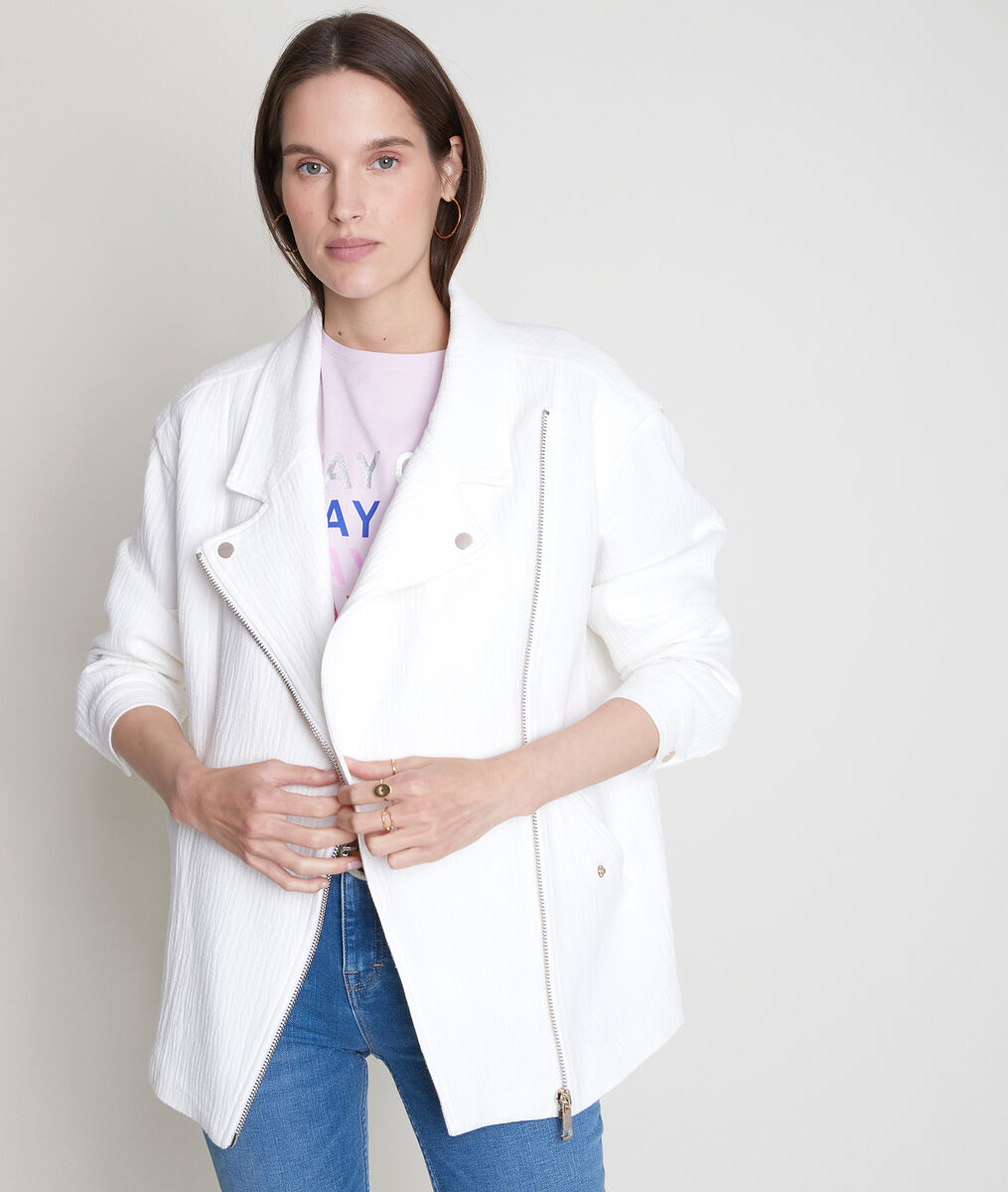 Manteau style perfecto en coton blanc Janna | 1-2-3 Manteau style perfecto en coton blanc Janna PhotoZ | 1-2-3