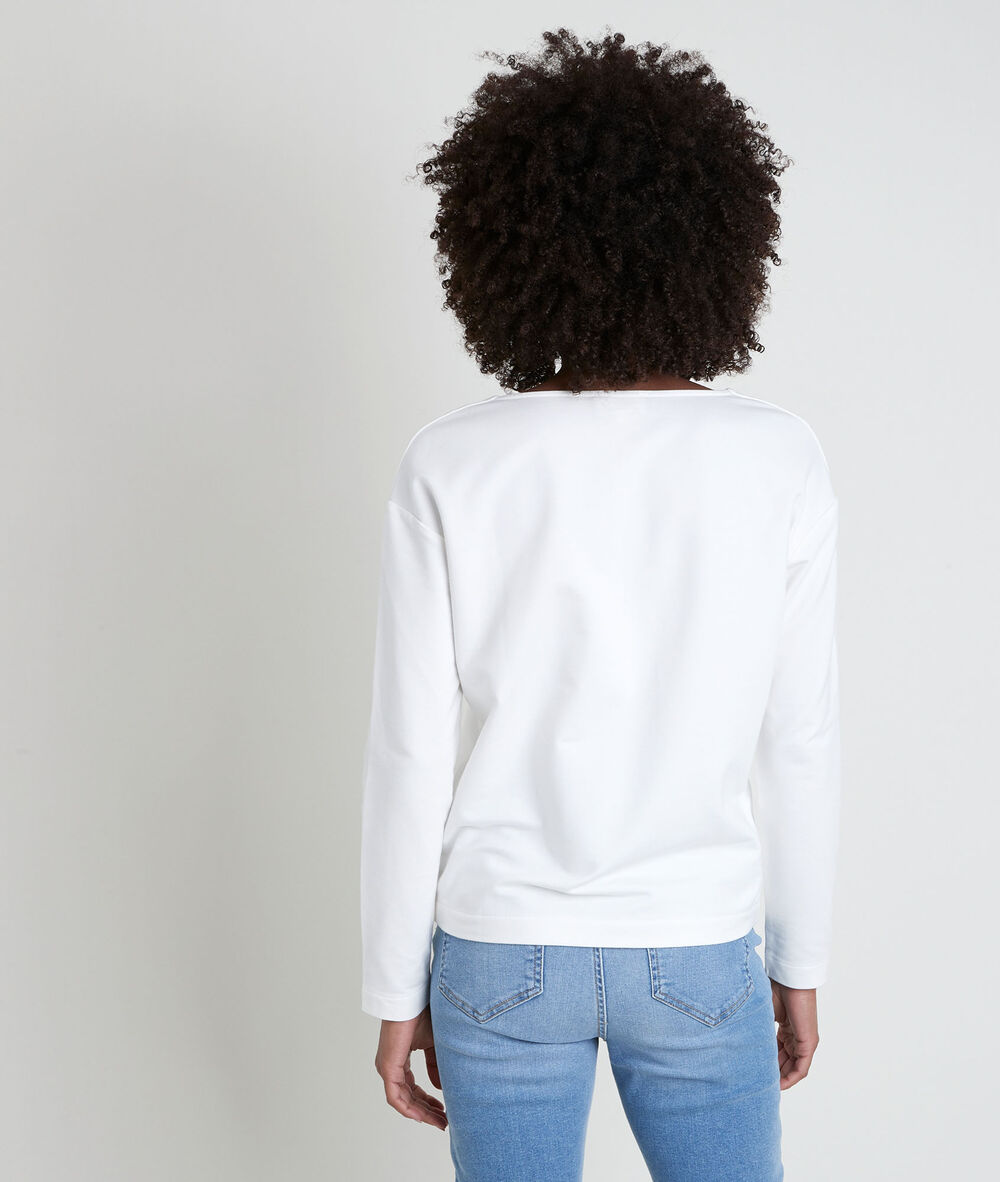 Top blanc col lacé ivoire blanc.