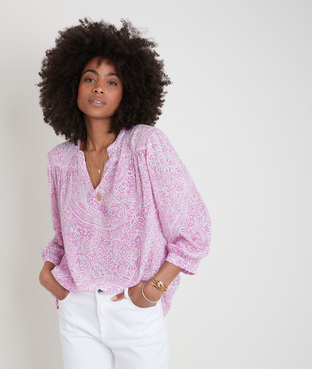 Blouse imprimée rose et blanche Elsa | 1-2-3 Blouse imprimée rose et blanche Elsa PhotoZ | 1-2-3