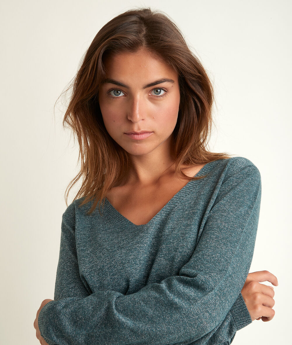 Pull fin brillant vert ryo lichen.