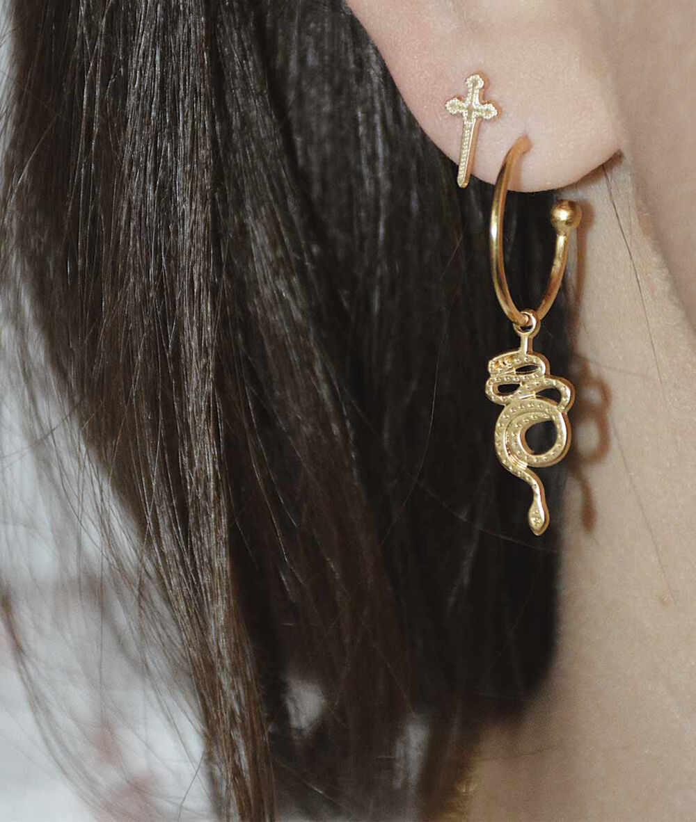 Boucles d'oreilles serpent or bijoux l&eacute;one.
