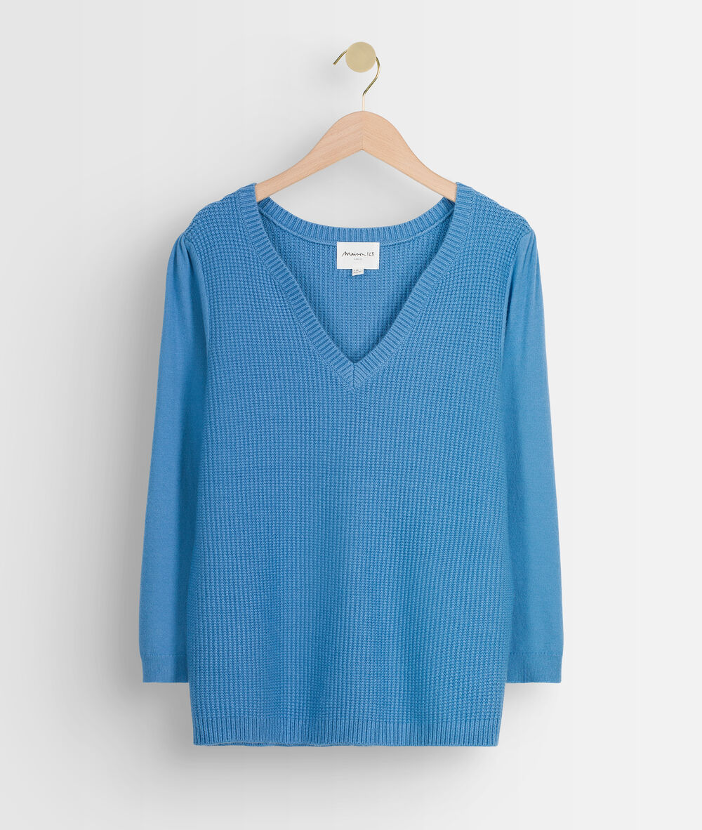 Pull en double maille bleu ciel théa bleu ciel.