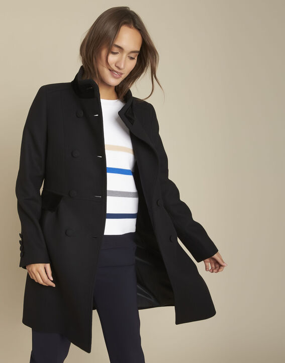 Manteau en laine détails velours Jasmin | 1-2-3 Manteau en laine détails velours Jasmin PhotoZ | 1-2-3