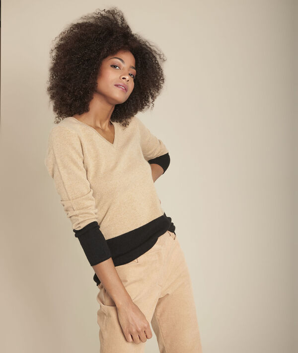 Pull cachemire col V havane Frozen | 1-2-3 Pull cachemire col V havane Frozen PhotoZ | 1-2-3