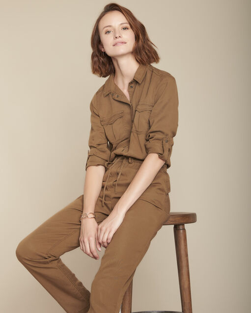 Terrakottafarbener Jumpsuit Irina aus Tencel (1) - Maison 123