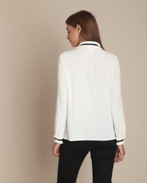 Chemise lavallière en polyester recyclé mur ecru.