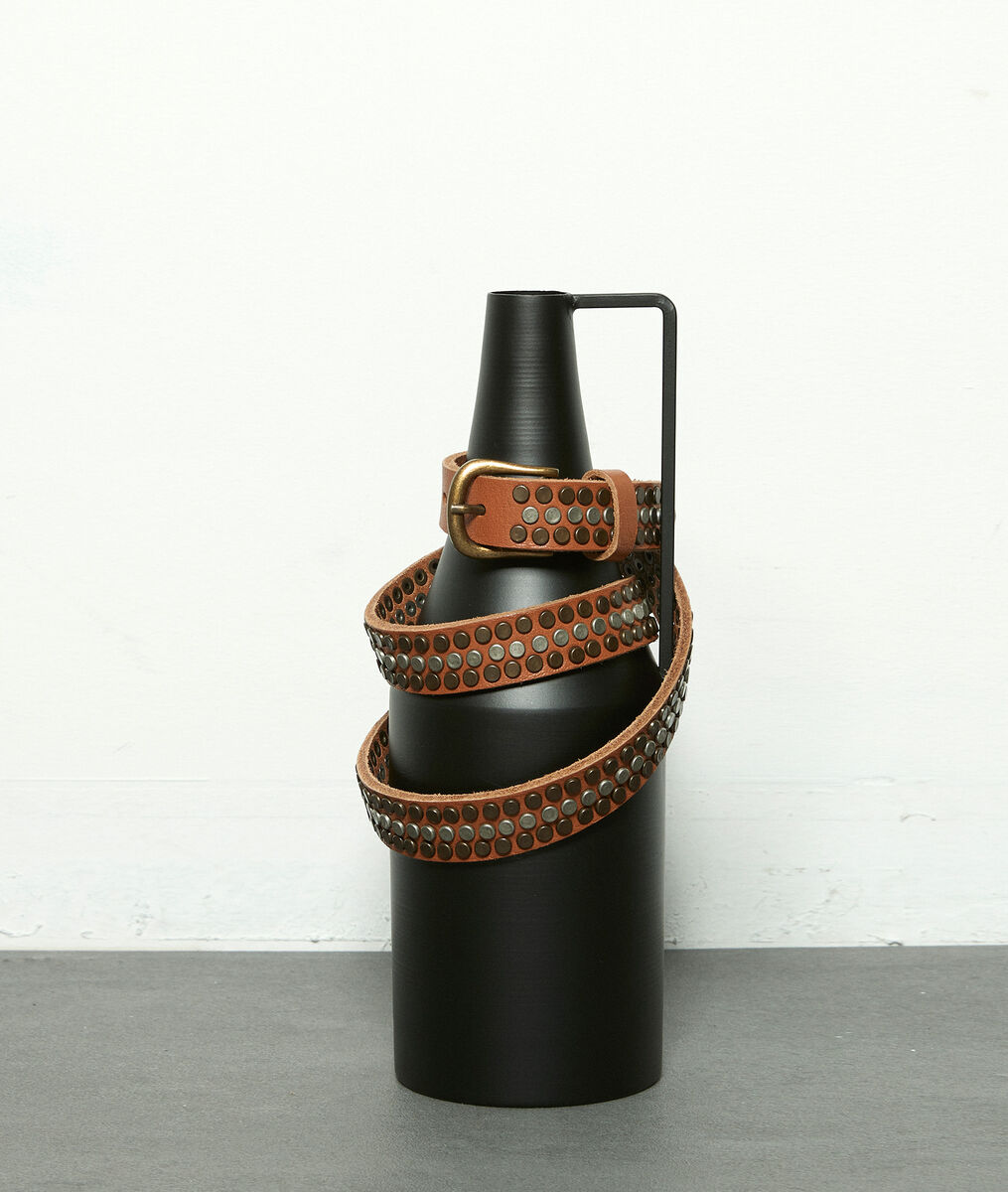 Ceinture cloutée en cuir camel Jessy | 1-2-3 Ceinture cloutée en cuir camel Jessy PhotoZ | 1-2-3