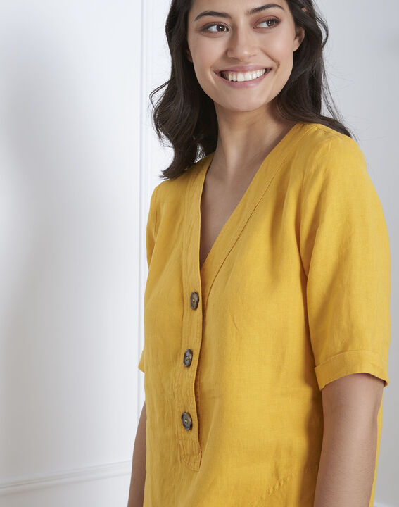 Robe jaune en lin Loanne | 1-2-3 Robe jaune en lin Loanne PhotoZ | 1-2-3