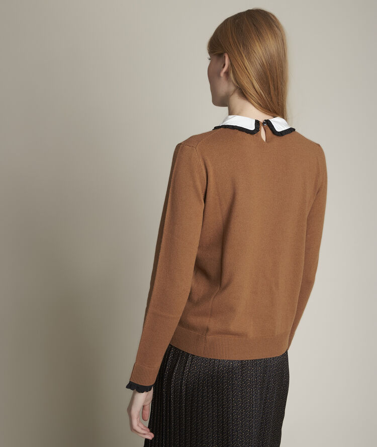 Pull col claudine fantaisie deco goyave.