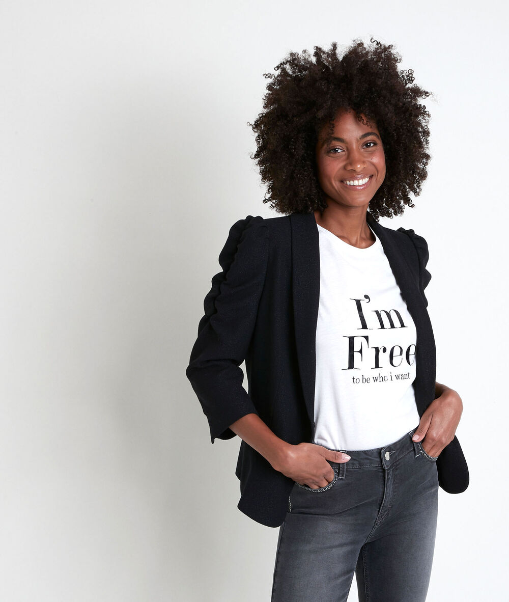 Zwart jasje van lurex perline noir.