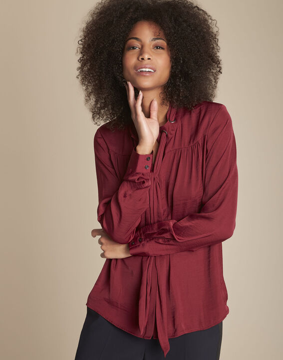 Blouse col lavallière merlot Maud | 1-2-3 Blouse col lavallière merlot Maud PhotoZ | 1-2-3