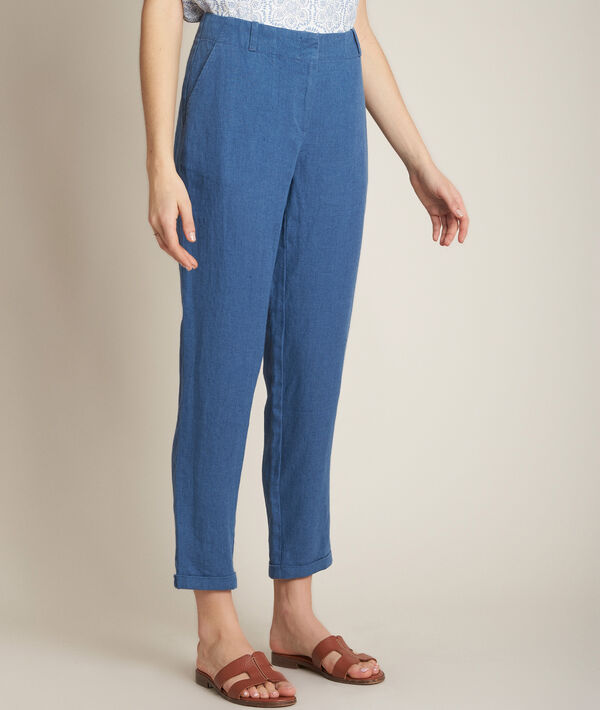 Pantalon chino en lin indigo Ignacio | 1-2-3 Pantalon chino en lin indigo Ignacio PhotoZ | 1-2-3
