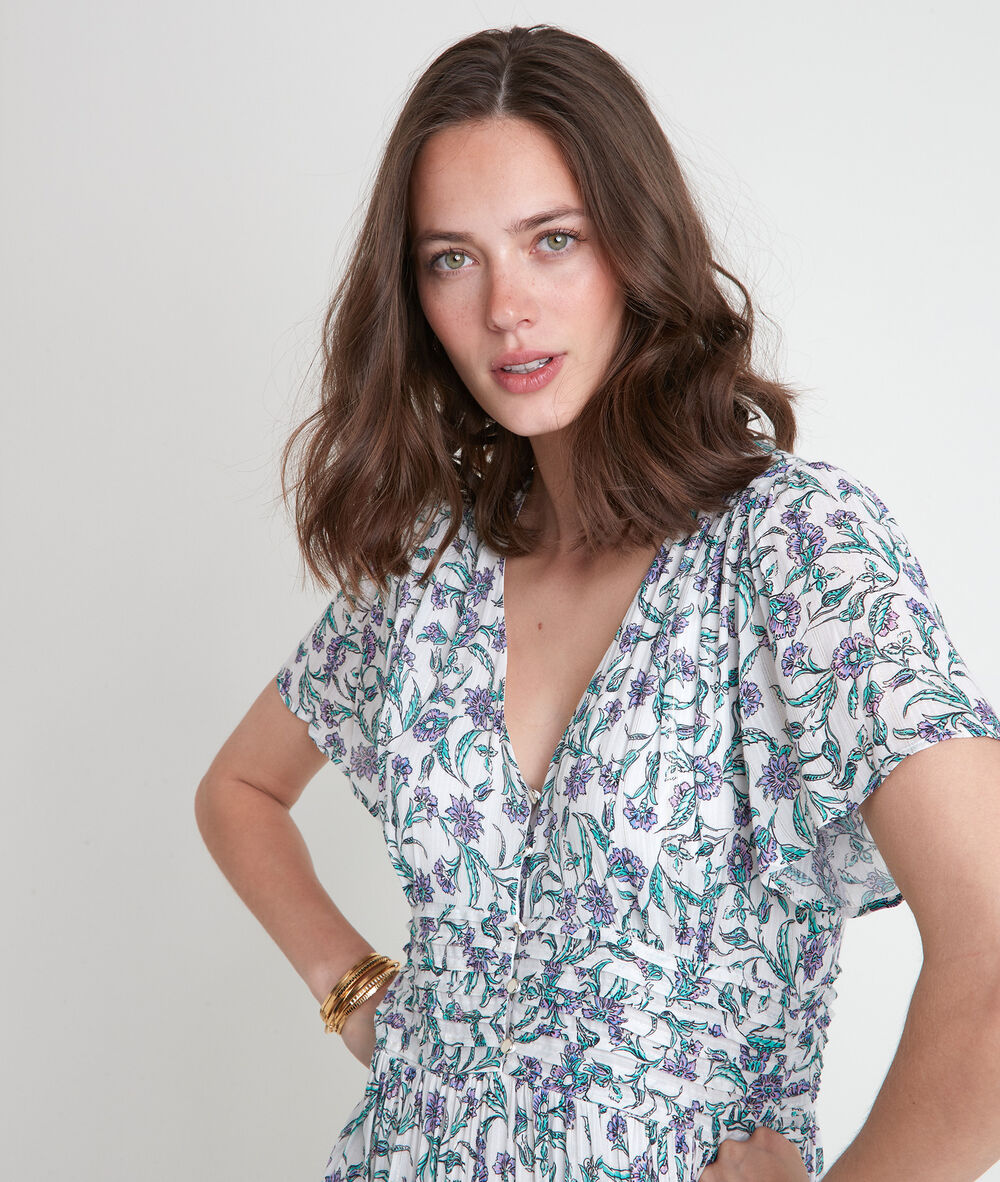 Robe longue blanche imprimée levana ecru.