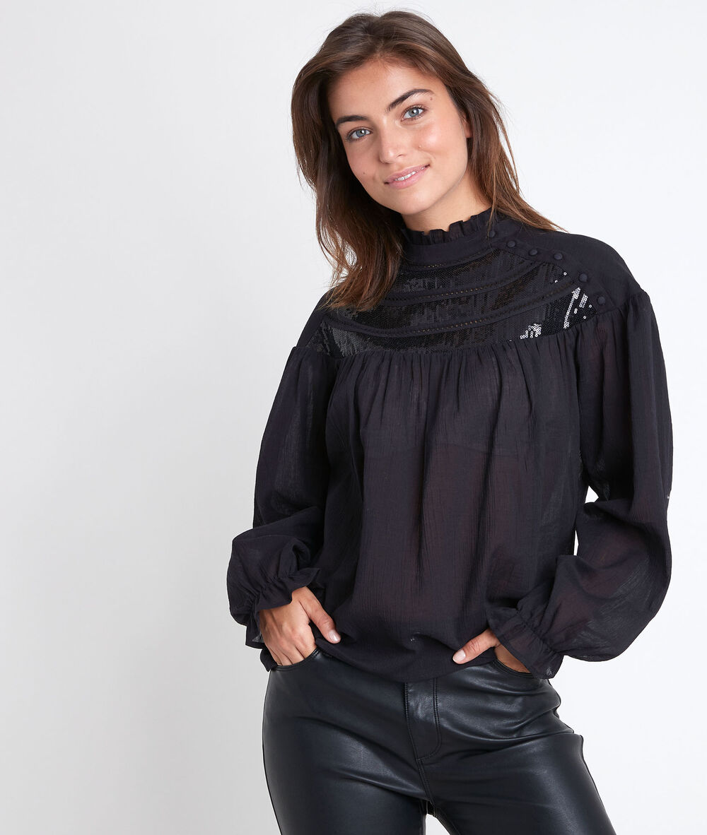 Blouse à sequins jamila noir.