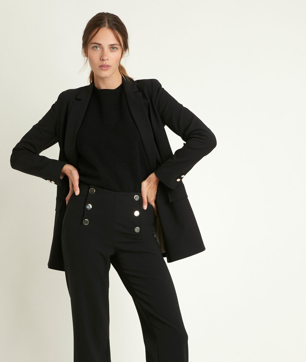 Pull noir nid d'abeille Rimel | 1-2-3 Pull noir nid d'abeille Rimel PhotoZ | 1-2-3