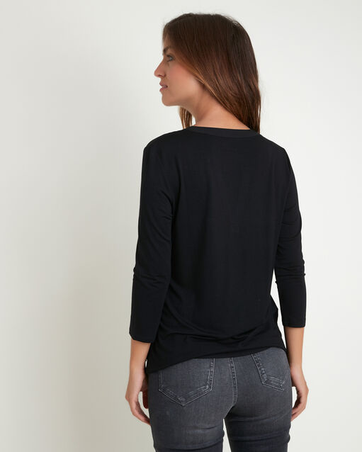 Blouse noire bi-matière à poches genna noir.